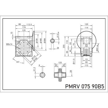 Reduktor PM 075 1/7,5 90 B
